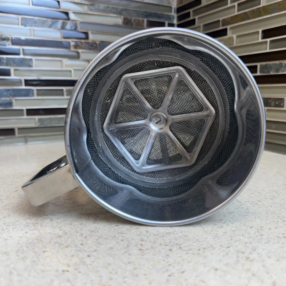 Vintage Stainless Steel Flour Sifter Manual Squeeze Handle Kitchen Baking Tool